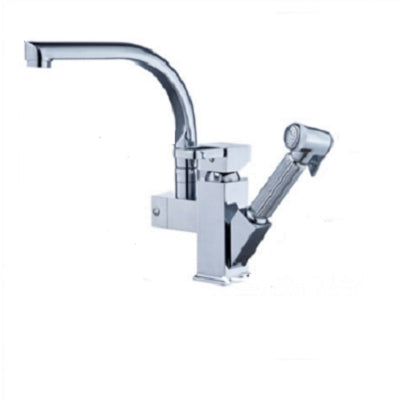 Kitchen Faucet Mixer Tap Single Handle Two Swivel Spouts Hot Cold Water Tap Pull Out Flushing Spray Tap by buy2fix