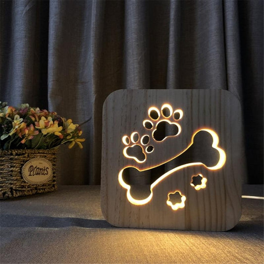Creative Shape Wooden Night Lamp Bedroom Decoration Warm Light LED(Bones) by buy2fix