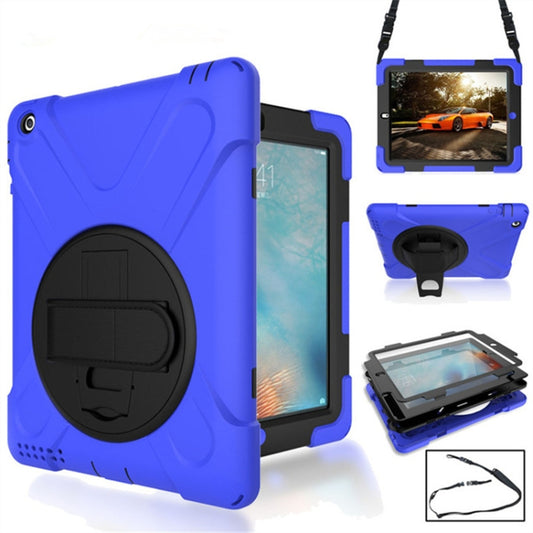 360 Degree Rotation Silicone Protective Cover with Holder and Hand Strap and Long Strap for iPad Pro 9.7(Blue) - iPad 9.7 (2018) & (2017) Cases by buy2fix | Online Shopping UK | buy2fix