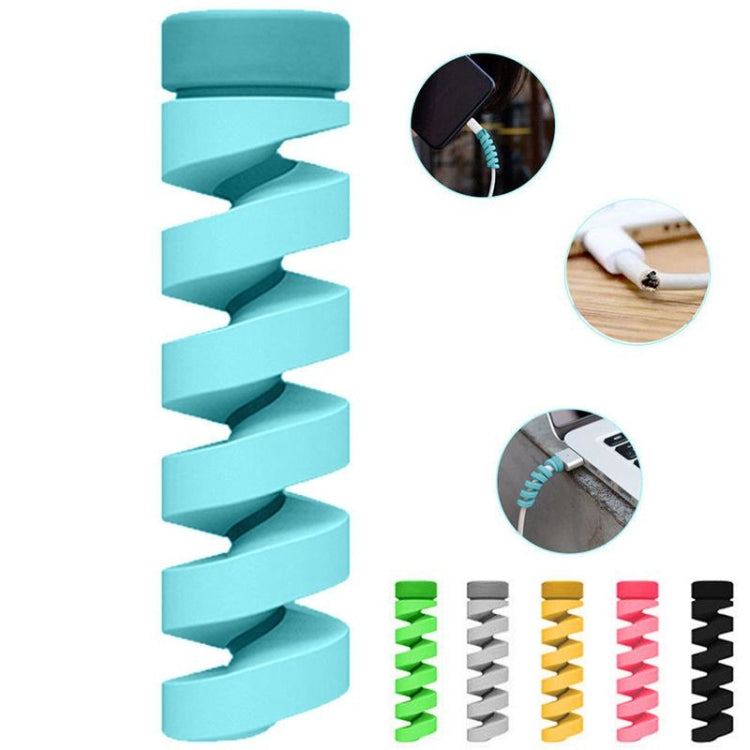 4pcs Spiral Style Silicone Data Cable Protective Cover Anti-wire Break Winder(Black) by buy2fix