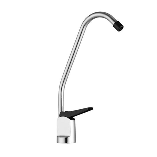 Kitchen Water Purifier Copper Single Cold Basin Gooseneck Shape Faucet(Silver) by buy2fix