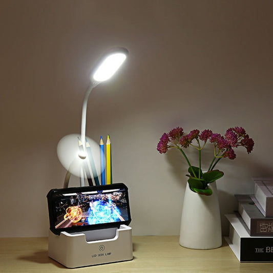 Student USB Charging Bedroom Touch LED Eye Protection Multifunctional Creative Desk Lamp, Style:With Fan(White) by buy2fix