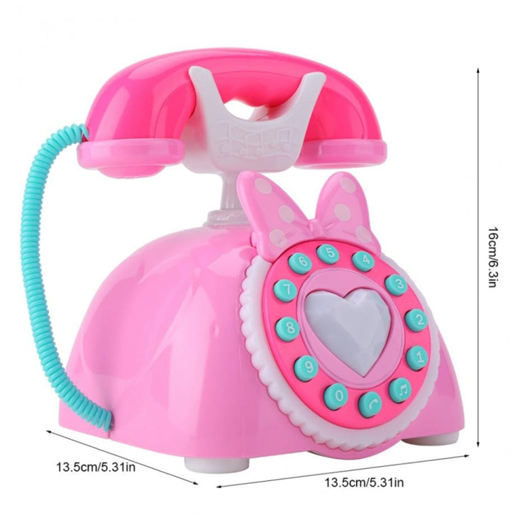 Child Simulation Retro Telephone Light Music Cartoon Early Education Puzzle Musical Toys(Pink) by buy2fix