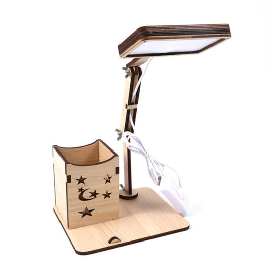 Wooden Multi-function Touch USB Pen Holder Desk Lamp Student Desktop Charging Reading Lamp Led Eye Protection Table Lamp, Style:USB Plug-in without Battery(Maple White) by buy2fix