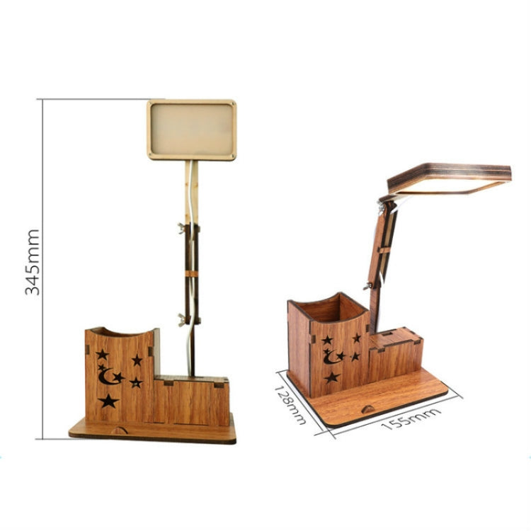Wooden Multi-function Touch USB Pen Holder Desk Lamp Student Desktop Charging Reading Lamp Led Eye Protection Table Lamp, Style:USB Charging Built-in Battery(Red) by buy2fix