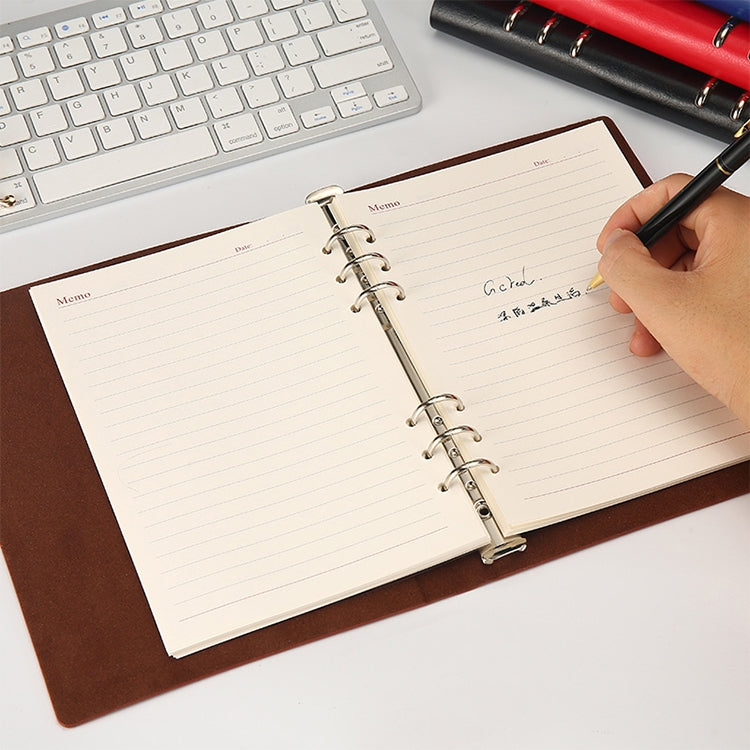 Business Notepad Loose Leaf Replaceable Inner Notebook Thickened Diary Book, Color:A5 Red by buy2fix