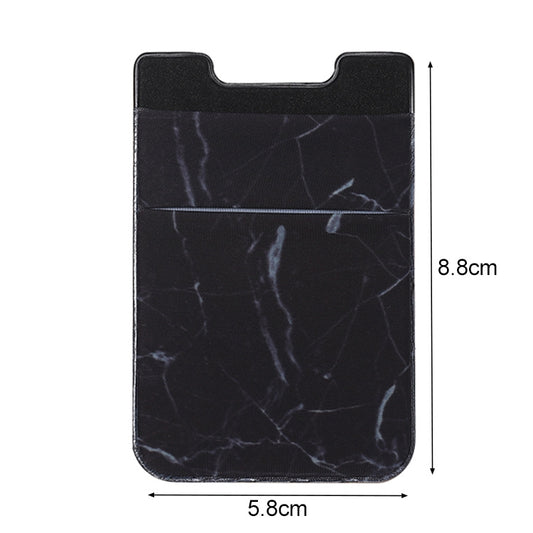 Marble Pattern Road Stretch Phone Back Plastic Card Holder Sticky Phone Clip(Black) by buy2fix