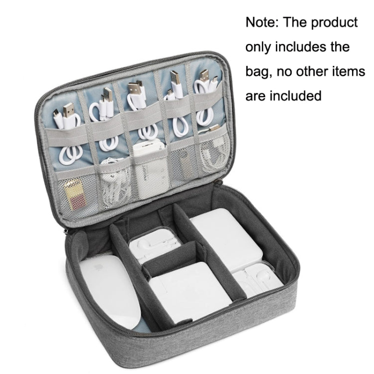 Single Layer Power Data Cable Storage Bag Digital Mobile Hard Disk Protective Cover(Black) by buy2fix