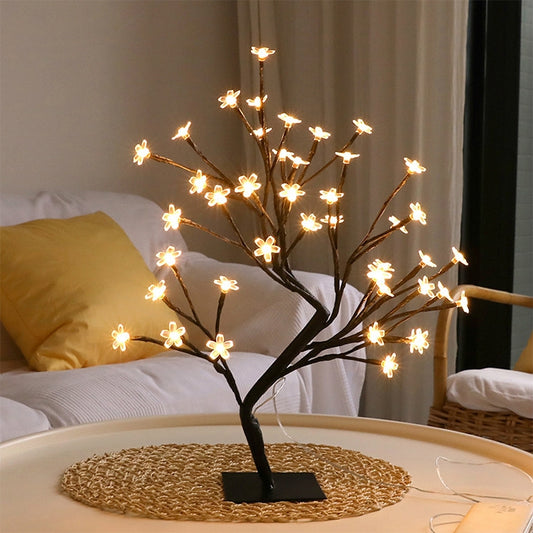 36 Lights Cherry Tree Lamp Table Lamp Room Layout Decoration Creative Bedside Night Light Gift, Style:Bauhinia Black Tree by buy2fix