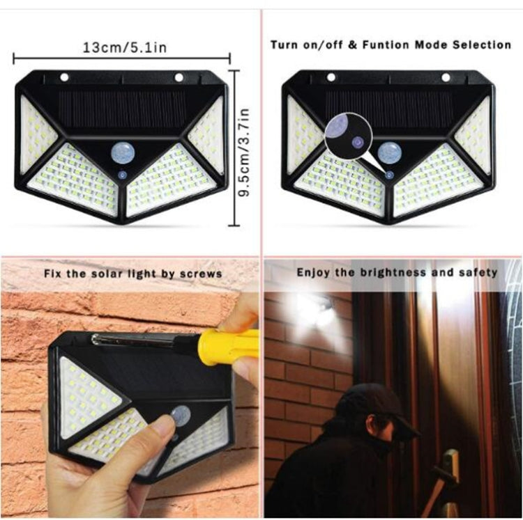 2 PCS 100 LEDs Outdoor Patio Solar Induction Wall Light Adjustable Balcony Garden Lighting Small Street Light by buy2fix