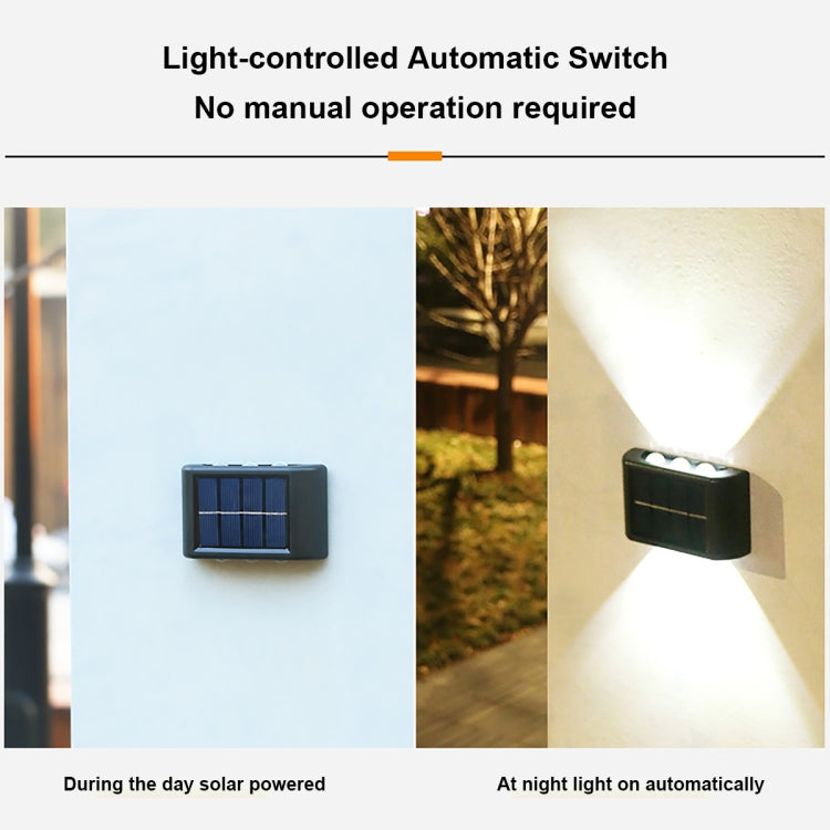 12LED Lithium Solar Wall Lamp Outdoor Waterproof Up And Down Double-headed Spotlights(Warm Light) by buy2fix