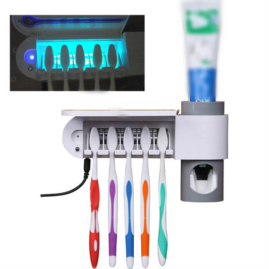 Punch-free Toilet Wall-mounted Ultraviolet Electric Disinfection Toothbrush Holder, Style:Charging with USB by buy2fix