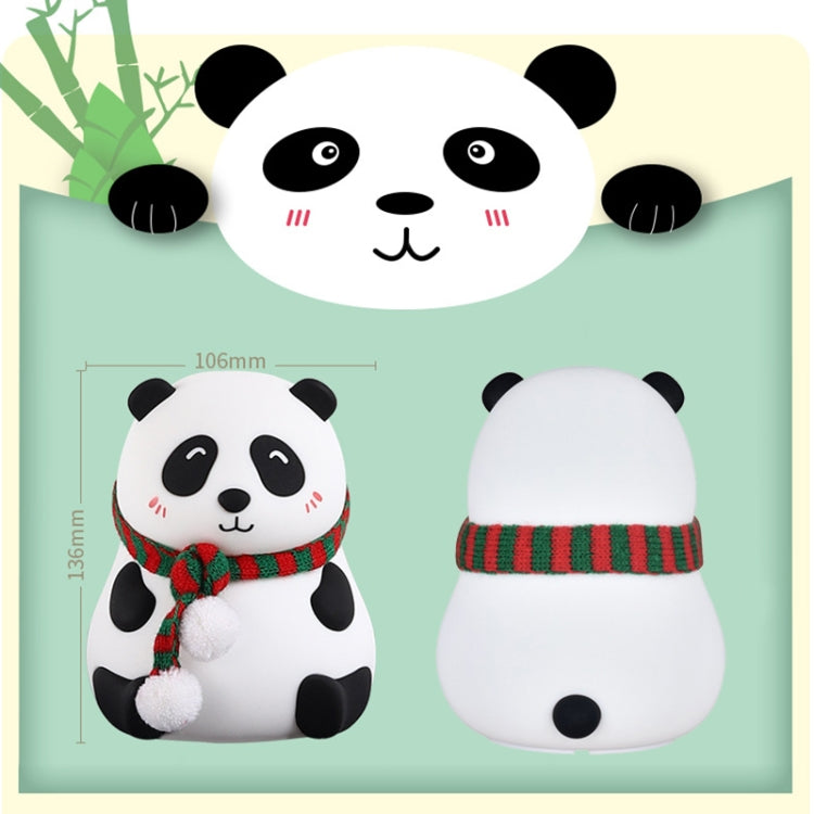Cute Panda Night Light USB Charging Touch Control Colorful Silicone Bedside Lamp(Big Eyes) by buy2fix
