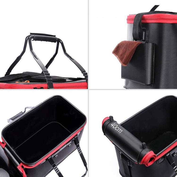 Thickened Multifunctional Folding Live Fish Box Fishing Bucket, Size:50 cm (with Handle and Side Pocket)(Black) by buy2fix