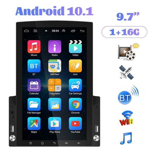 9.7 inch Vertical Screen HD 2.5D Glass Car MP5 Player Android Navigation All-in-one Machine, Specification:Standard+8 Lights Camera by buy2fix
