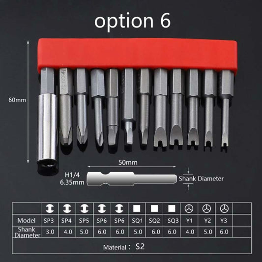 12 PCS / Set Screwdriver Bit With Magnetic S2 Alloy Steel Electric Screwdriver, Specification:6 by buy2fix