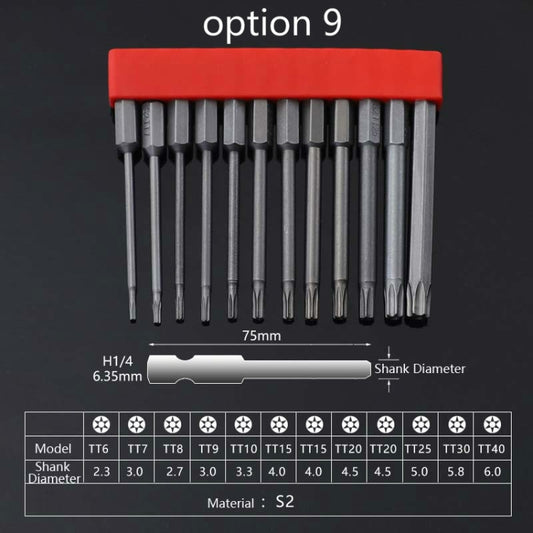 12 PCS / Set Screwdriver Bit With Magnetic S2 Alloy Steel Electric Screwdriver, Specification:9 by buy2fix