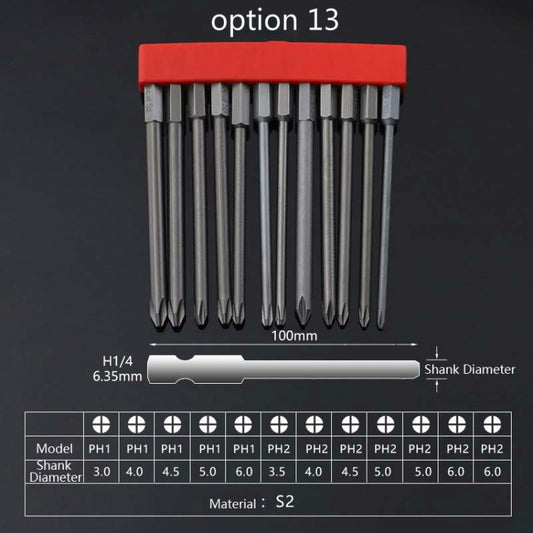 12 PCS / Set Screwdriver Bit With Magnetic S2 Alloy Steel Electric Screwdriver, Specification:13 by buy2fix