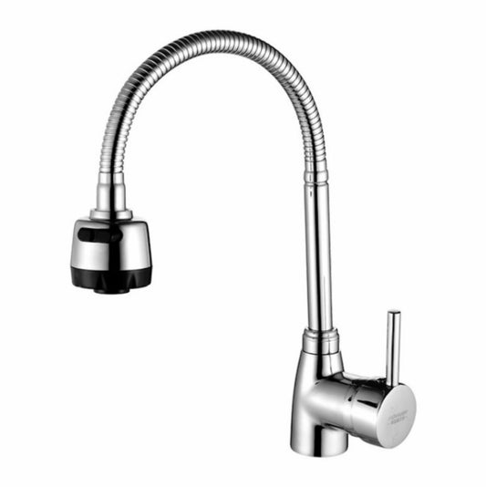 Kitchen Faucet Anti-splash Head Wash Basin Sink Universal Rotatable Faucet Full Copper Joint, Style:304 Cold Water+60cm Tube by buy2fix