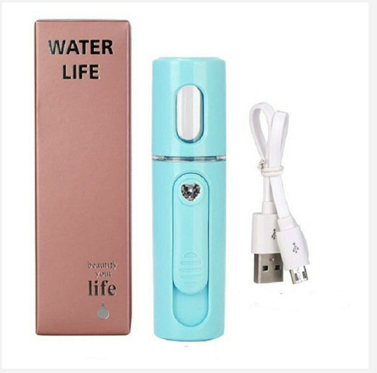 Facial Steamer Nano Steamer Handy Face Moisture Sprayer Rechargeable Mini USB Charging Automatic Alcohol Sprayer(Light blue) by buy2fix