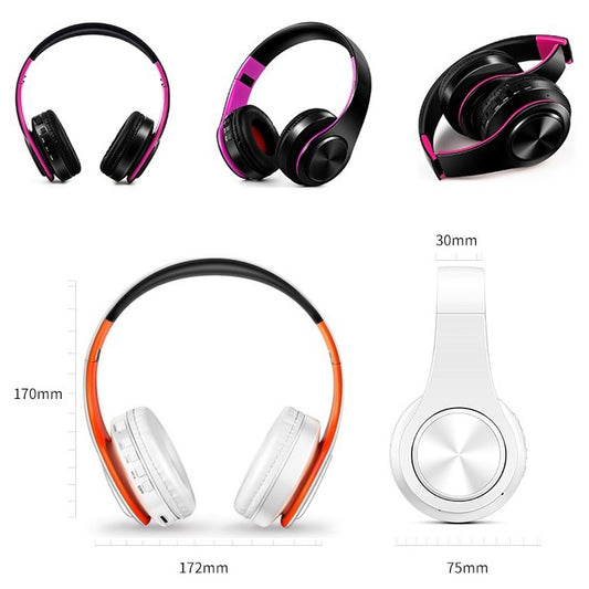 LPT660 Foldable Stereo Bluetooth Headset MP3 Player, Support 32GB TF Card & 3.5mm AUX(Black Rose) by buy2fix