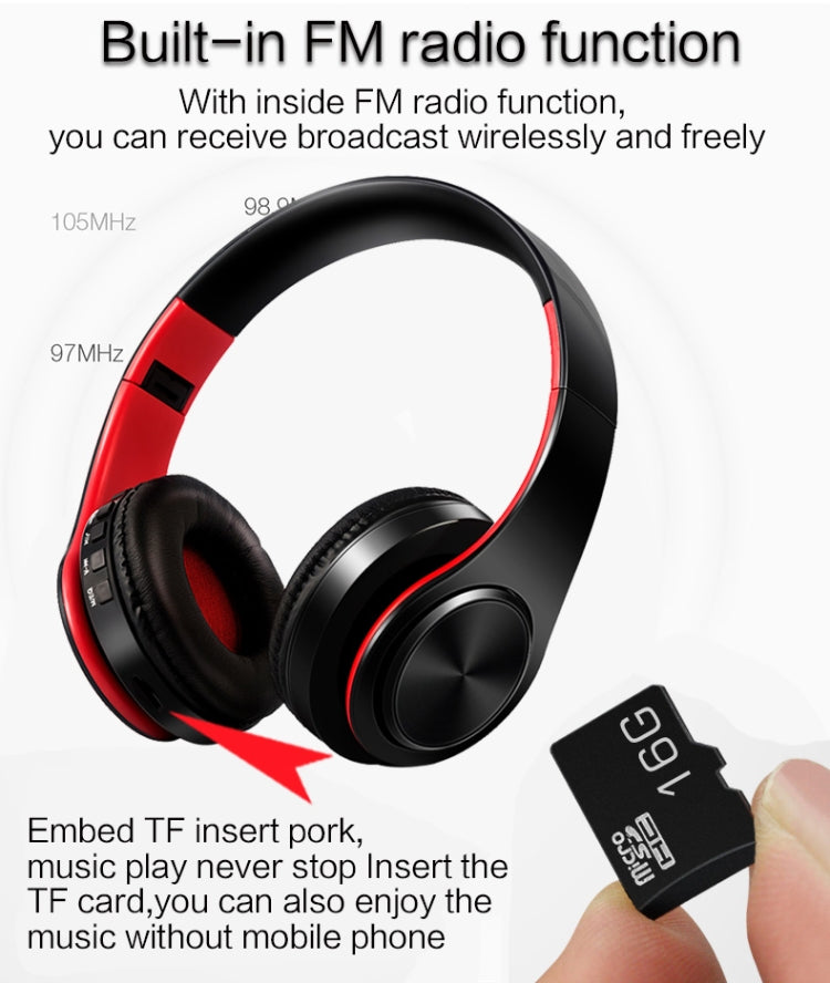 HIFI Stereo Wireless Bluetooth Headphone for Xiaomi iPhone Sumsamg Tablet, with Mic, Support SD Card & FM(Rose Gold Black) by buy2fix