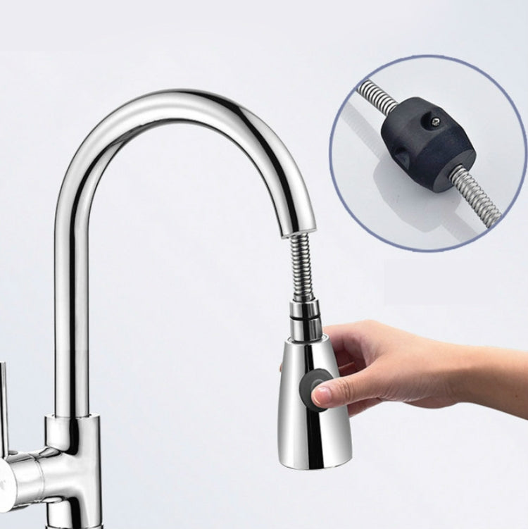 Kitchen Pull-out Faucet Hot And Cold Home 304 Stainless Steel Retractable Rotating Faucet, Style:Plating 304 by buy2fix