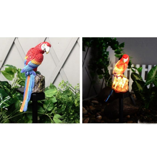 Solar Lawn Lamp Resin Craft Parrot Garden Courtyard Lamp(Red) by buy2fix