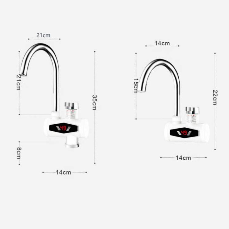 Dynamic Digital Display Instant Heating Electric Hot Water Faucet Kitchen&Domestic Hot&Cold Water Heater EU Plug, Style:Large Elbow by buy2fix