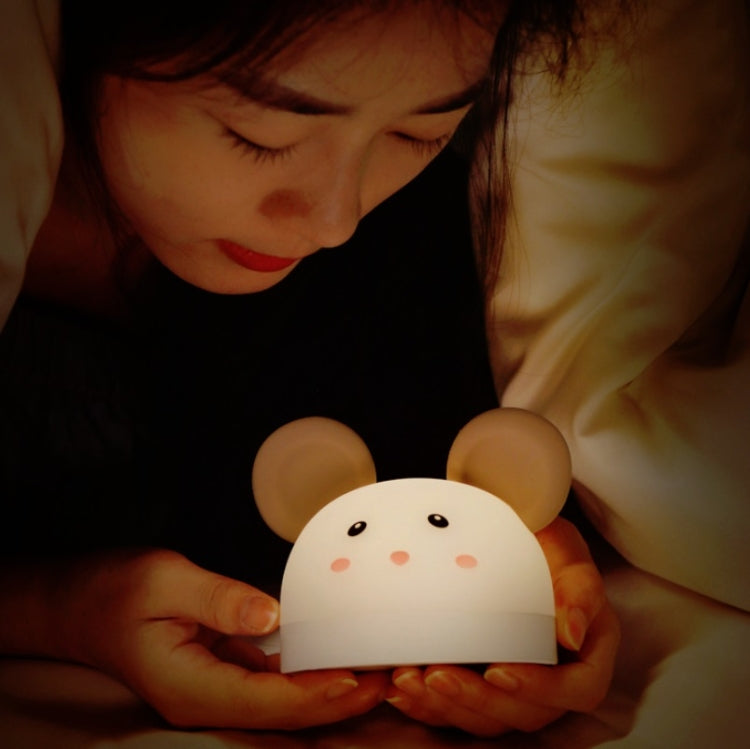 Cute Mouse Silicon Night Light with Electronic Alarm Clock Function Bedside Sleeping Desk Lamp Learning Clock by buy2fix