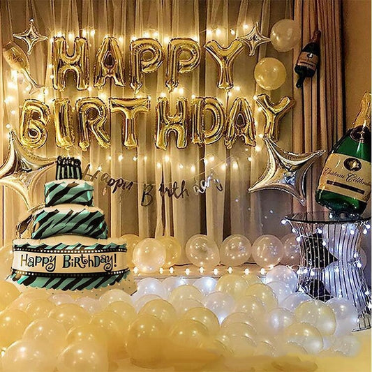 Birthday Party Layout Letter Aluminum Film Balloon Decoration Set(Style Three) by buy2fix
