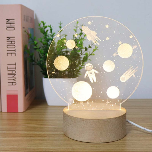 3D Atmosphere Decorative Light Acrylic Inner Carved LED Night Light Creative Girl Table Lamp(Cartoon Astronaut) by buy2fix