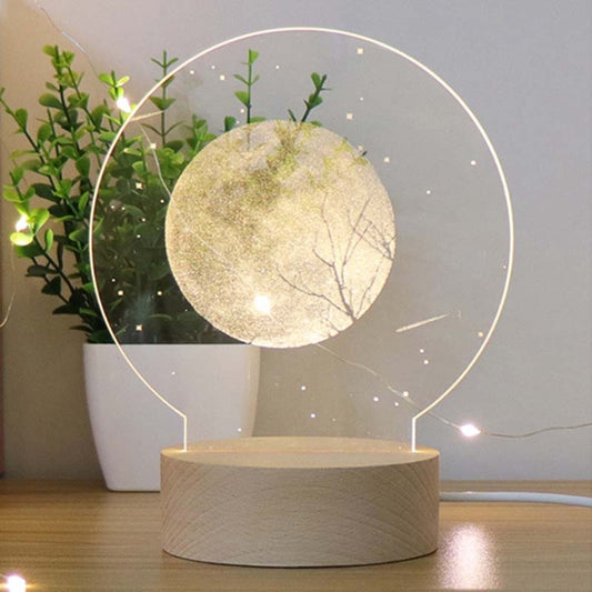 3D Atmosphere Decorative Light Acrylic Inner Carved LED Night Light Creative Girl Table Lamp(Full Moon) by buy2fix