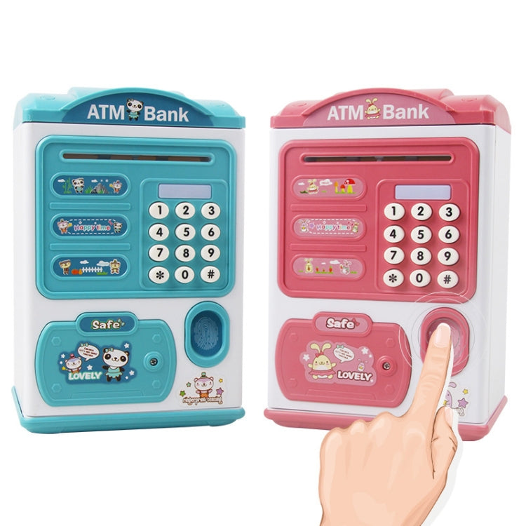 Simulation Password Fingerprint Sensor Unlocking Money Box Automatic Roll Money Safe ATM Piggy Bank(Blue) by buy2fix