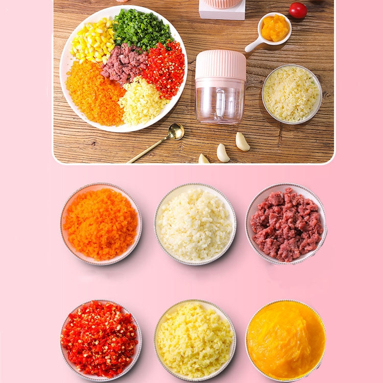 Household Vegetable Cutting Electric USB Garlic Masher Baby Mini Cooking Machine Baby Food Supplement Machine, Style:100ml + 250ml(Pink) by buy2fix
