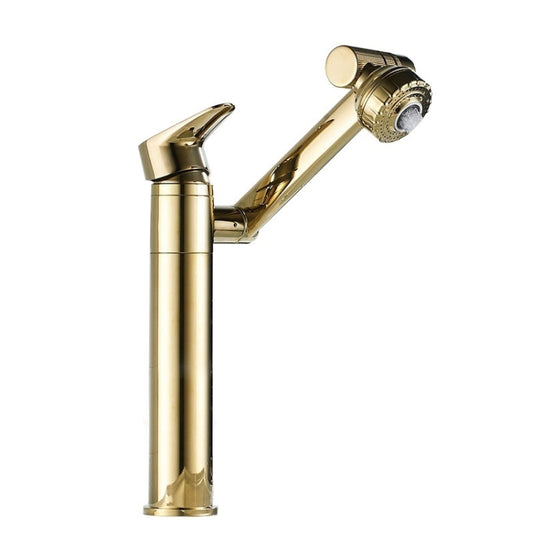 Universal Swivel Faucet Bathroom Hot & Cold Dual-Out Mode Faucet, Specification: High HT-87590-1 by buy2fix