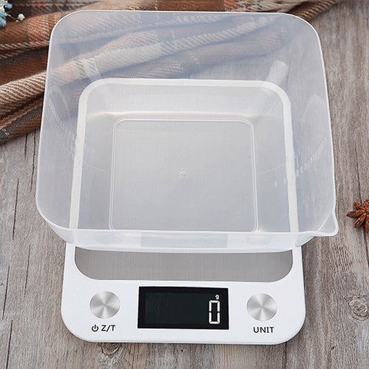 Small Kitchen Food Scale Stainless Steel Electronic Kitchen Scale 10kg/1g (Battery English Version White) by buy2fix