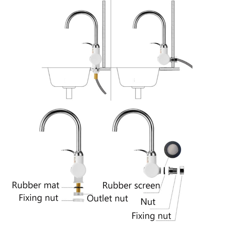 Kitchen Instant Electric Hot Water Faucet Hot & Cold Water Heater CN Plug Specification: Lamp Display Lower Water Inlet by buy2fix