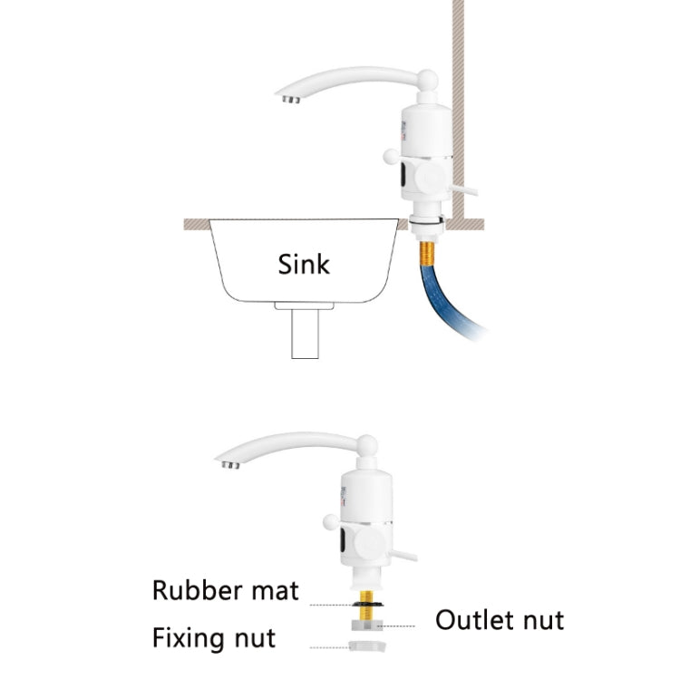 Digital Display Electric Heating Faucet Instant Hot Water Heater CN Plug Digital Display Horizontal Tube by buy2fix