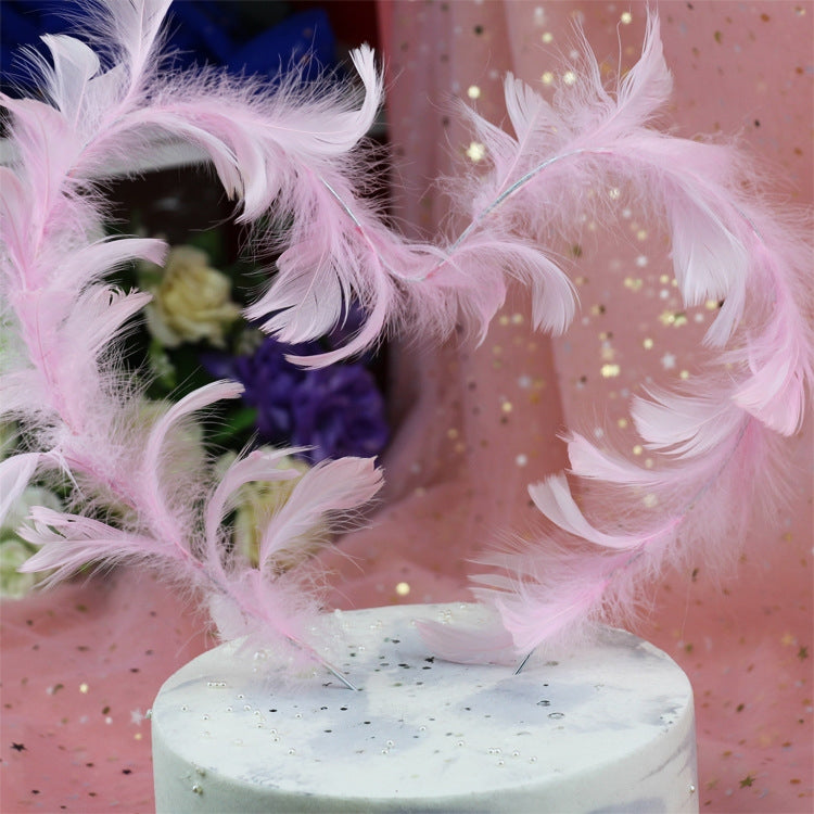 Variety Of Feather Cake Dessert Decoration Pink by buy2fix