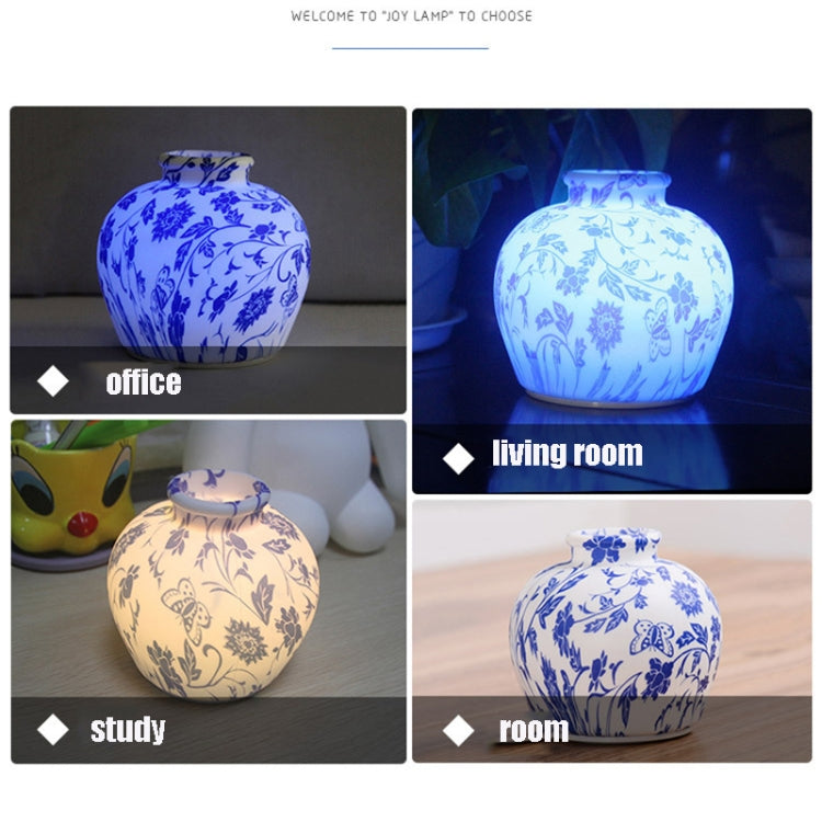 QH-28 Blue-and-white Porcelain Silicone Night Light USB Bedroom Bedside Lamp Pat Sensor Lamp(Colorful Light) by buy2fix