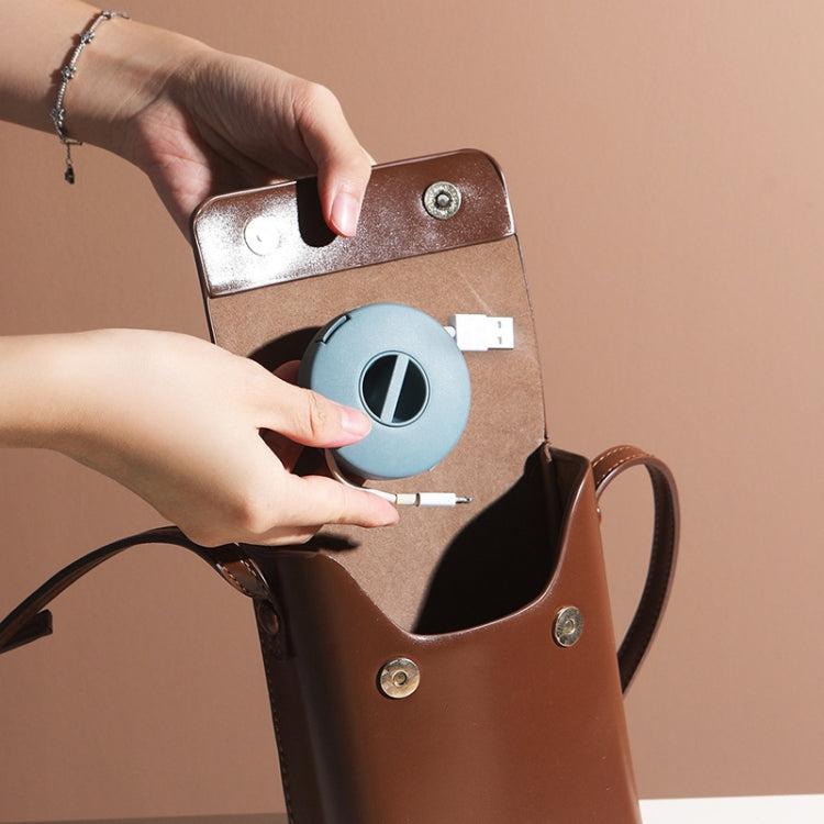 Round Data Cable Storage Box Earphone Storage Collection Box(Yellow) by buy2fix