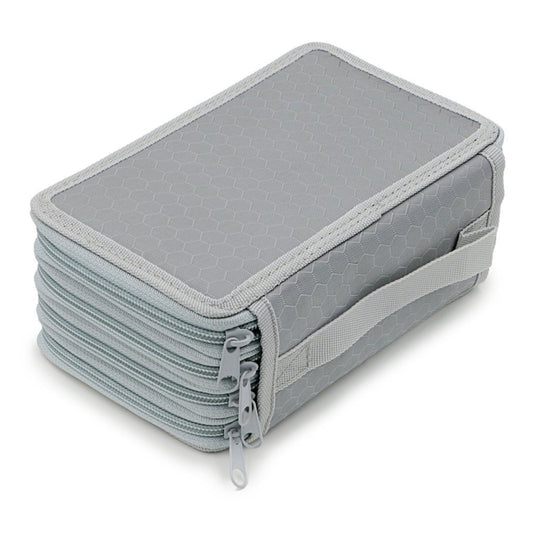 Solid Color Square Four-Layer Pencil Case Sketch Colorful Pencil Case With 72 Holes(Gray) by buy2fix