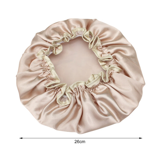Lovely Thick Women Satin Colorful Double Waterproof Hair Cover Bathing Cap(Gold) by buy2fix