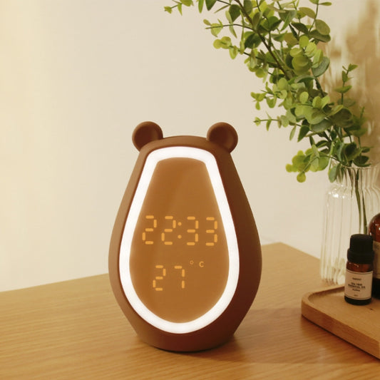 Bear Alarm Clock LED Digital Silent Bedside Lamp Bluetooth Speaker USB Charging Children Cartoon Night Light(Bluetooth+Small Program Version) by buy2fix