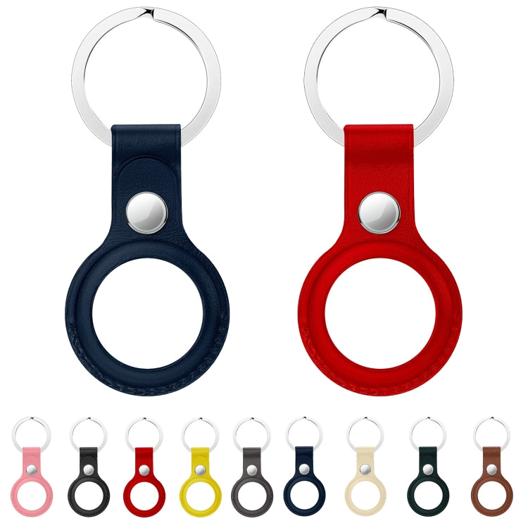 Anti-scratch Top-layer Cowhide Leather Protective Cover with Hanging Buckle for AirTag(Brown) - Other by buy2fix | Online Shopping UK | buy2fix