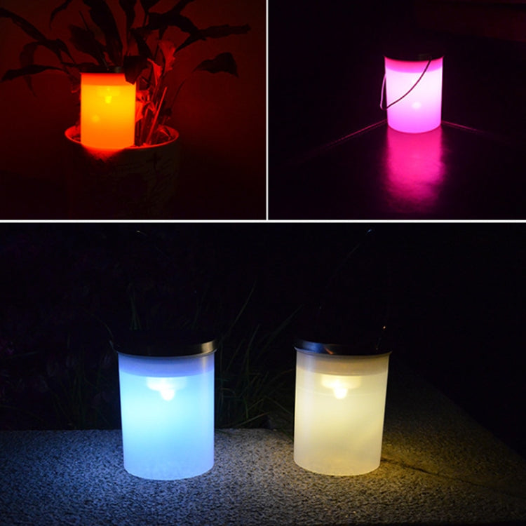 Outdoor Waterproof Solar Light Bucket Shape LED Courtyard Garden Hanging Lamp Night Light(Colorful Light) by buy2fix