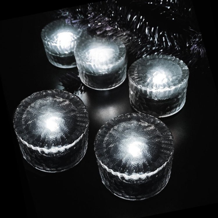 Outdoor Solar Buried Lamp Round Glass Floor Street Light Garden Ice Brick Waterproof Lamp(White Light) by buy2fix