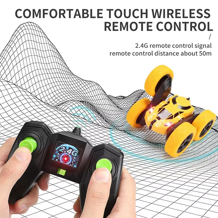 2.4G Remote Control Drift Roll Double-sided Stunt Car With Lights(Blue) by buy2fix