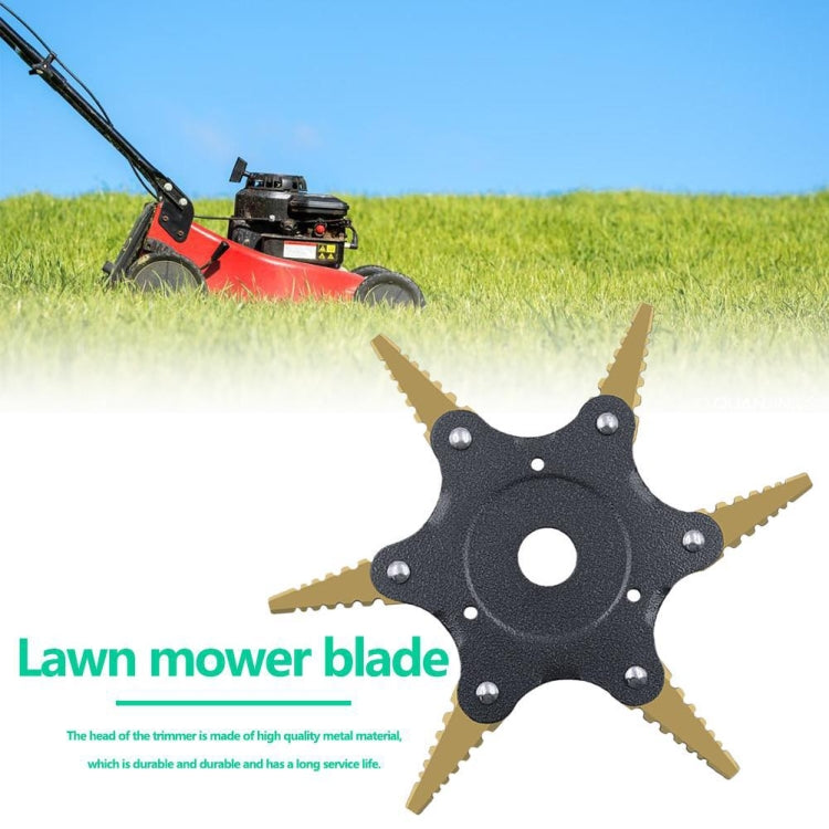 Toothed Mower Blade Six-Leaf Cyclone Blade Agricultural Weeder Parts(Golden Blade Bagged Gray) by buy2fix